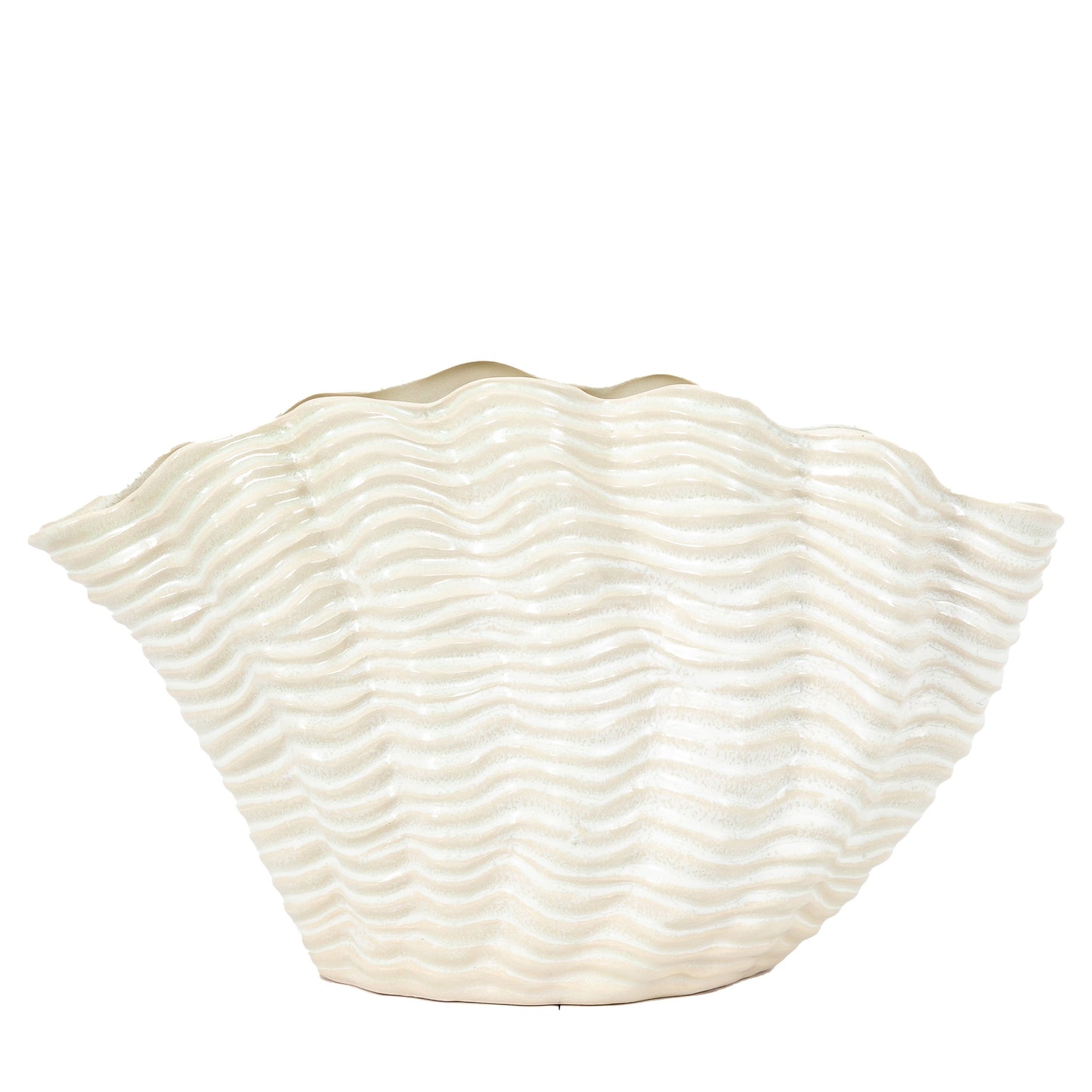 Clam Vase Large Reactive White