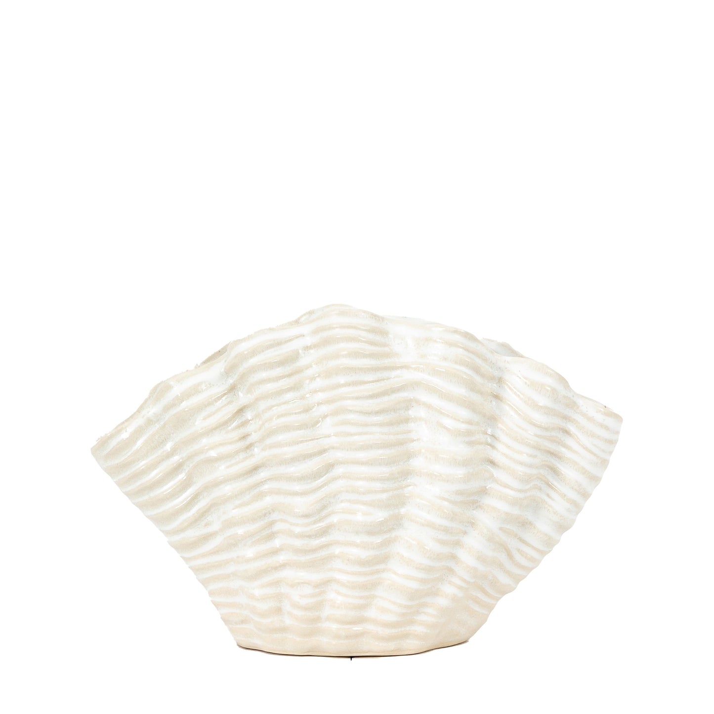 Clam Vase Small Reactive White