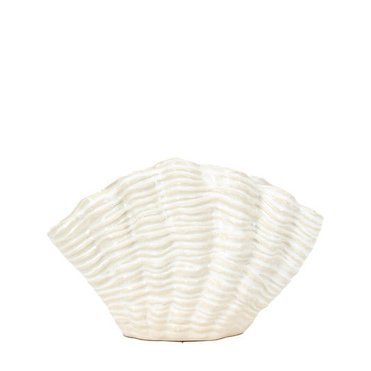 Clam Vase Small Reactive White