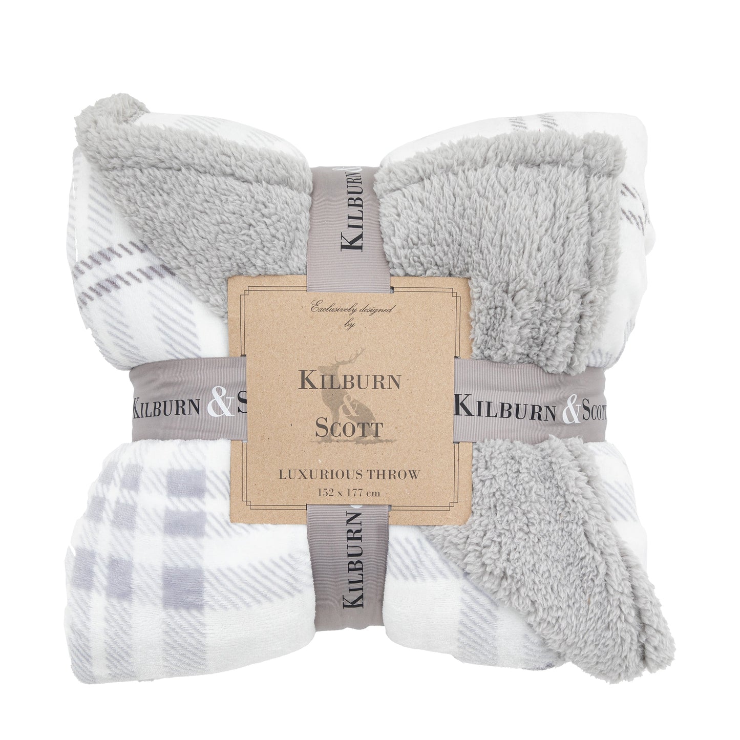 Tartan Sherpa Throw Grey