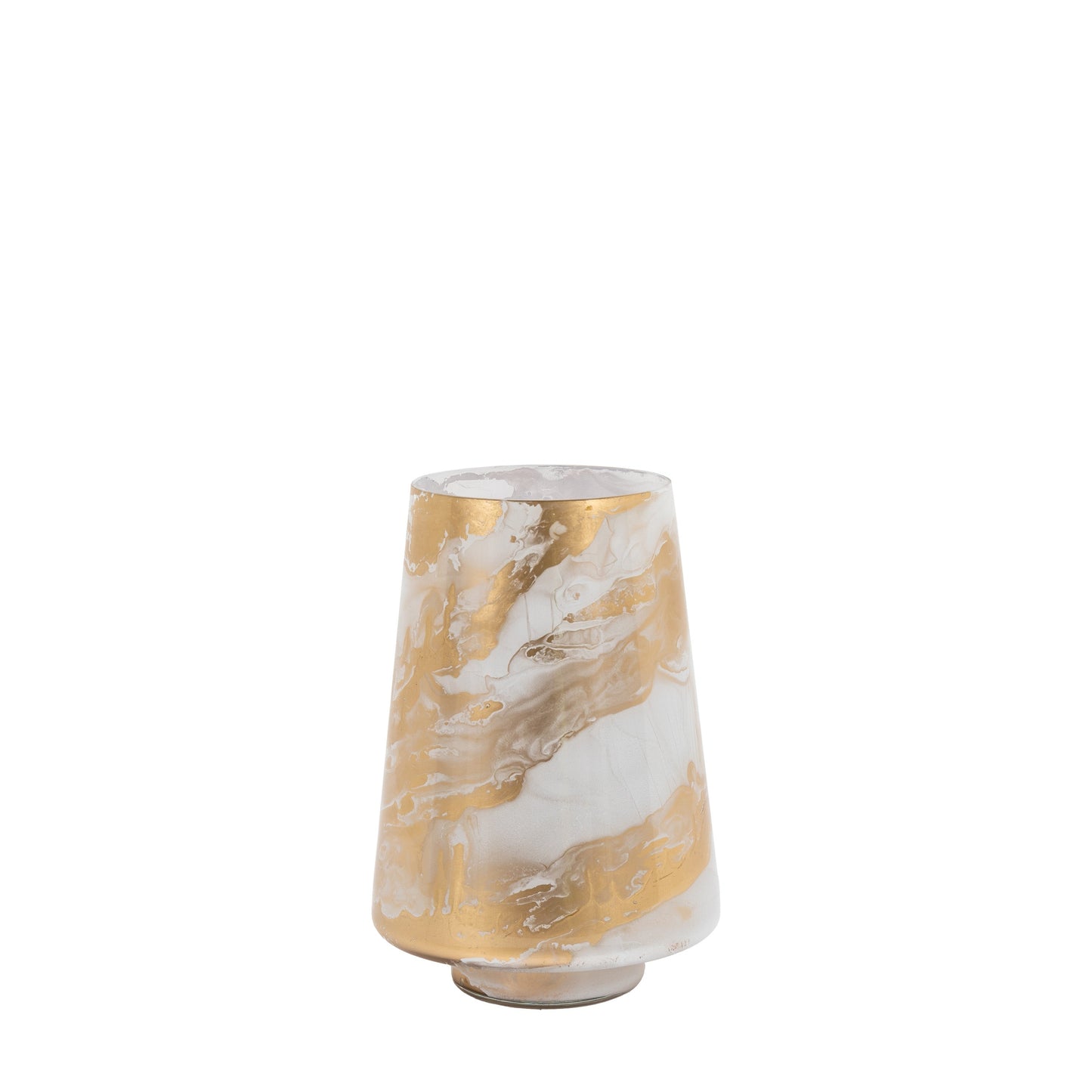 Marbled Hurricane Medium Gold White Candle Holder