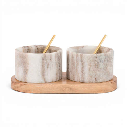Novi Spoon and Pinch Pot Beige Marble