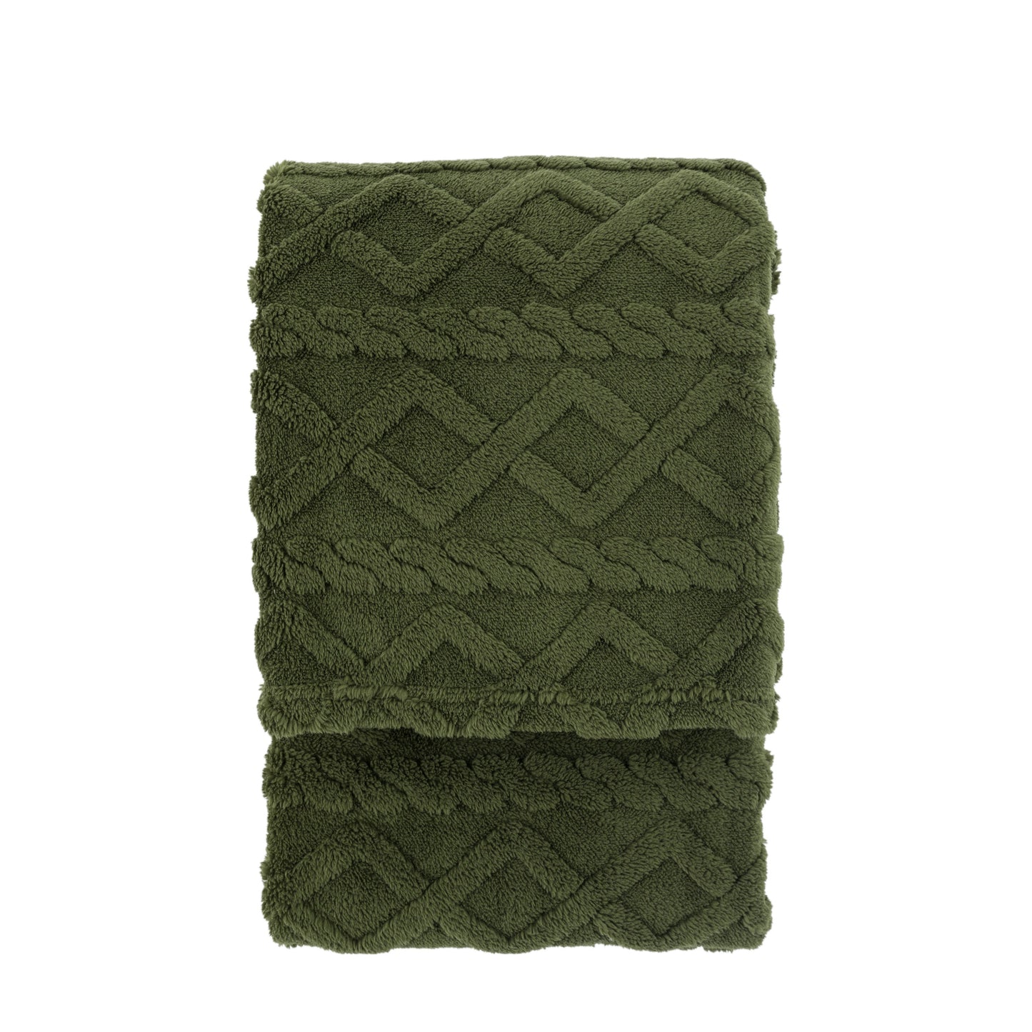 Woodland Cable Knit Throw Forest Green
