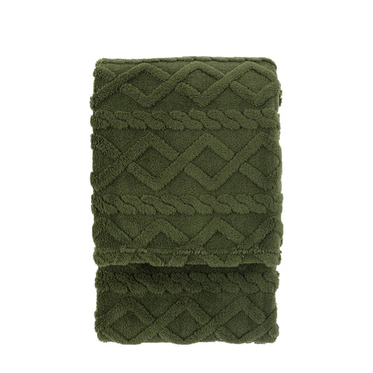 Woodland Cable Knit Throw Forest Green