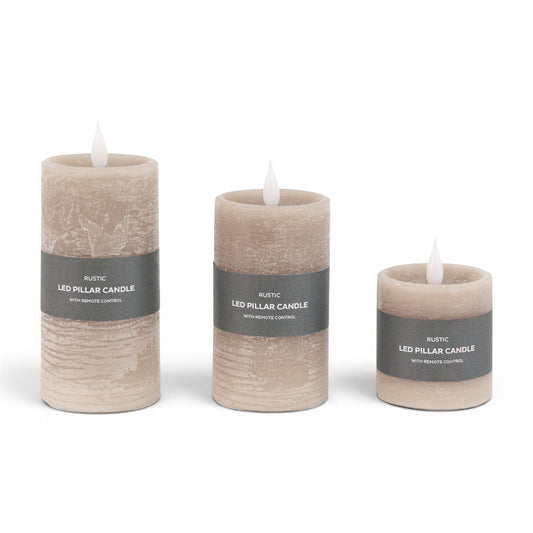 LED 1 Wick Candle Greige 3pk