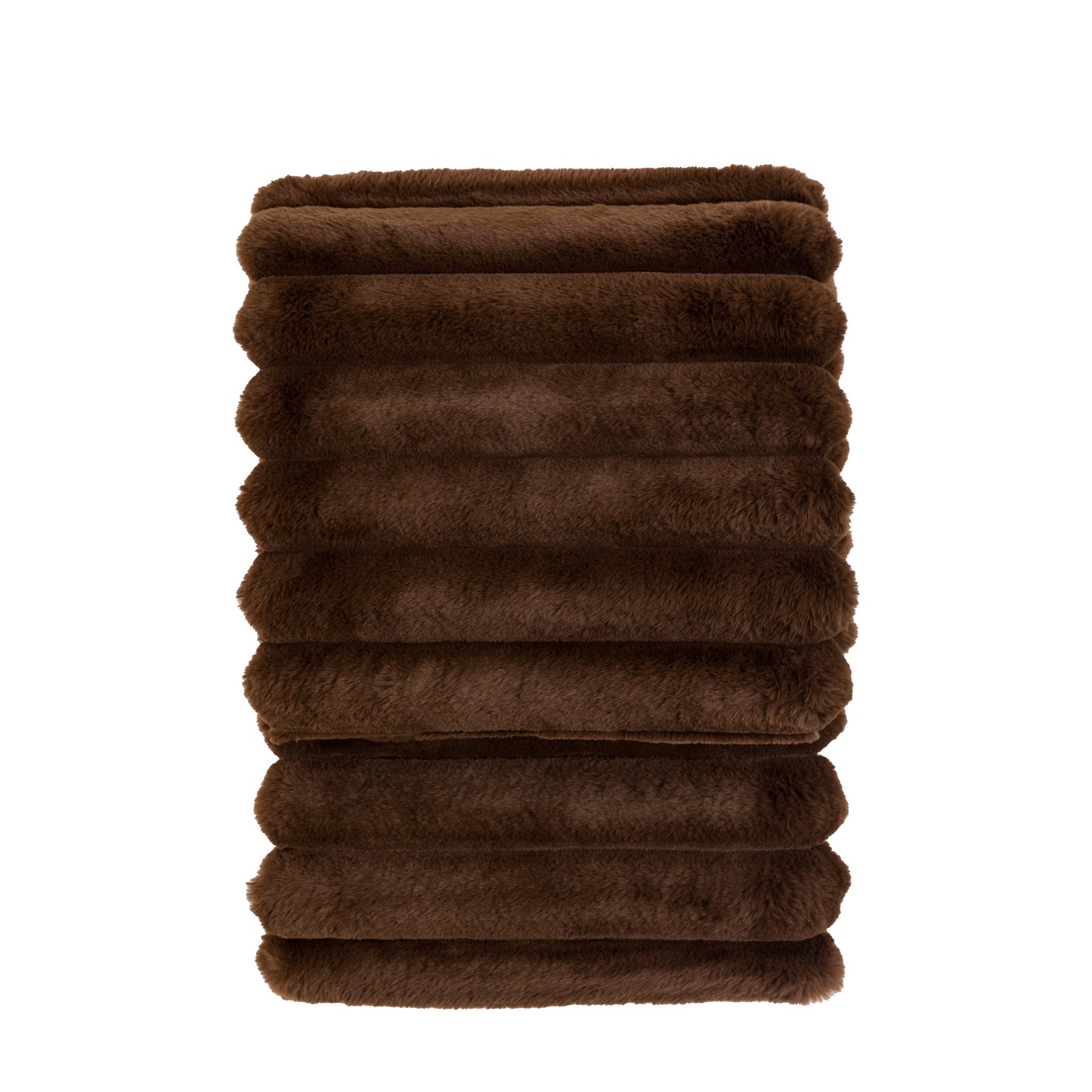 Ribbed Faux Fur Throw Chocolate