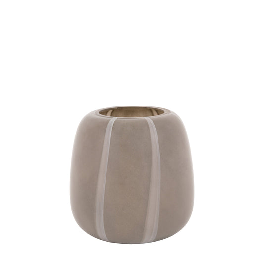 Claro Stripe Glass Vase Taupe Small