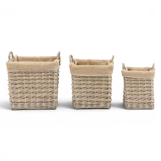 Faden Square Lined Basket Natural Set of 2