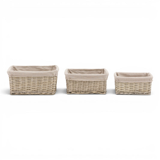 Sylva Square Lined Basket Grey Set of 3
