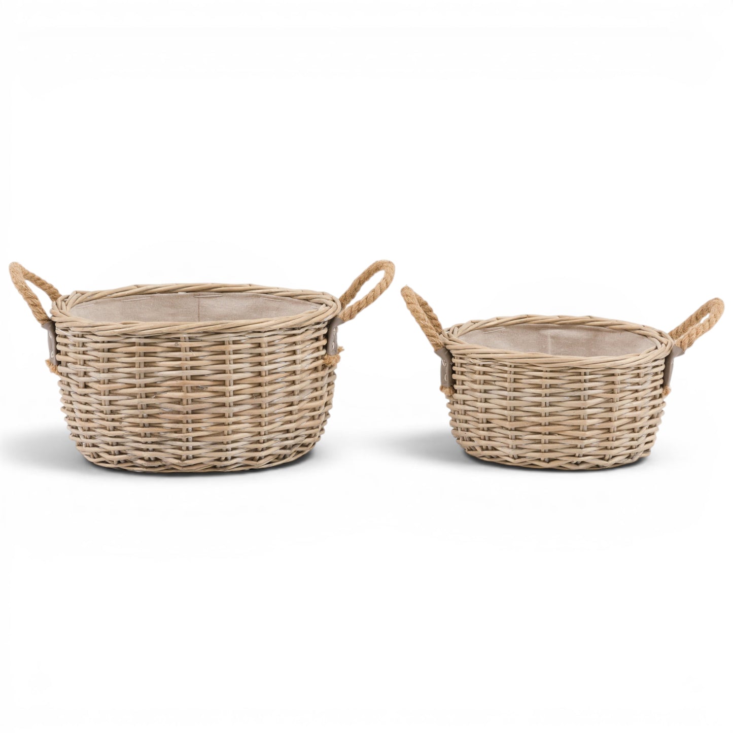 Eden Round Basket Handle Natural Set of 2
