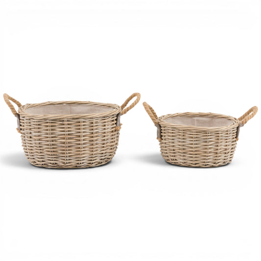 Eden Round Basket Handle Natural Set of 2