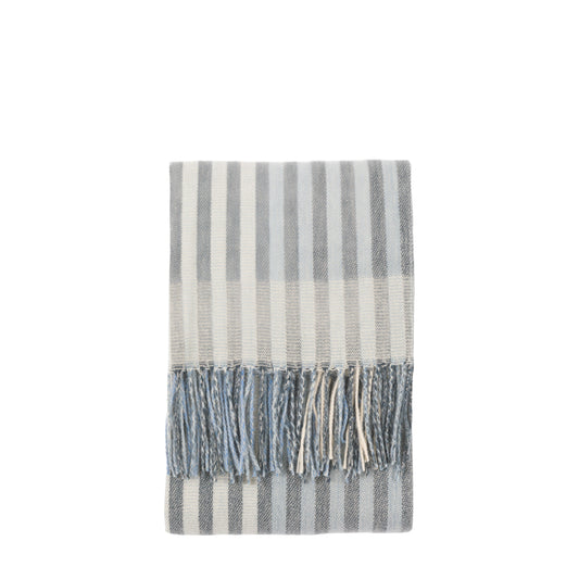 Lille Jacquard Stripe Throw Blue and Natural