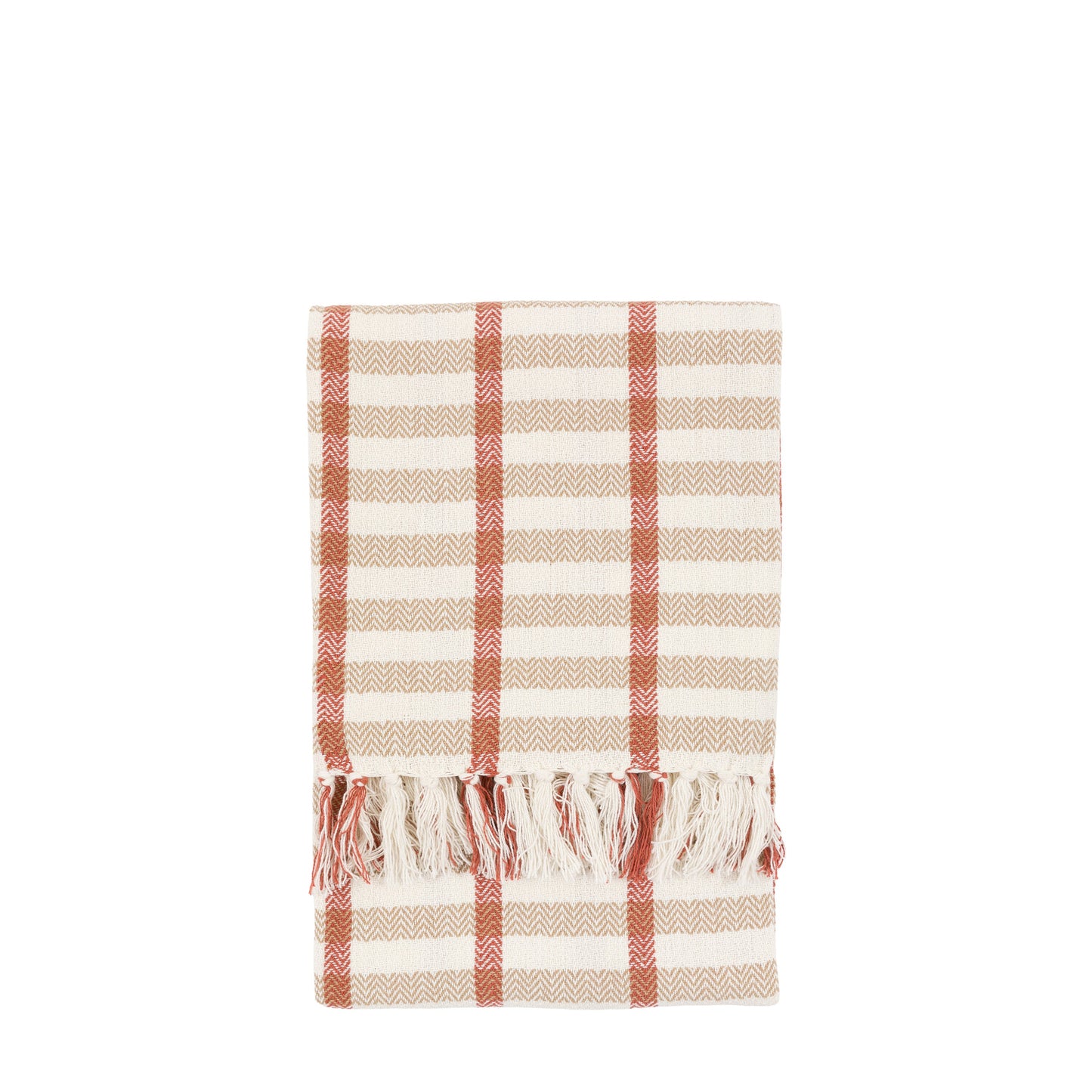 Arvo Grid Woven Throw Rust and Natural