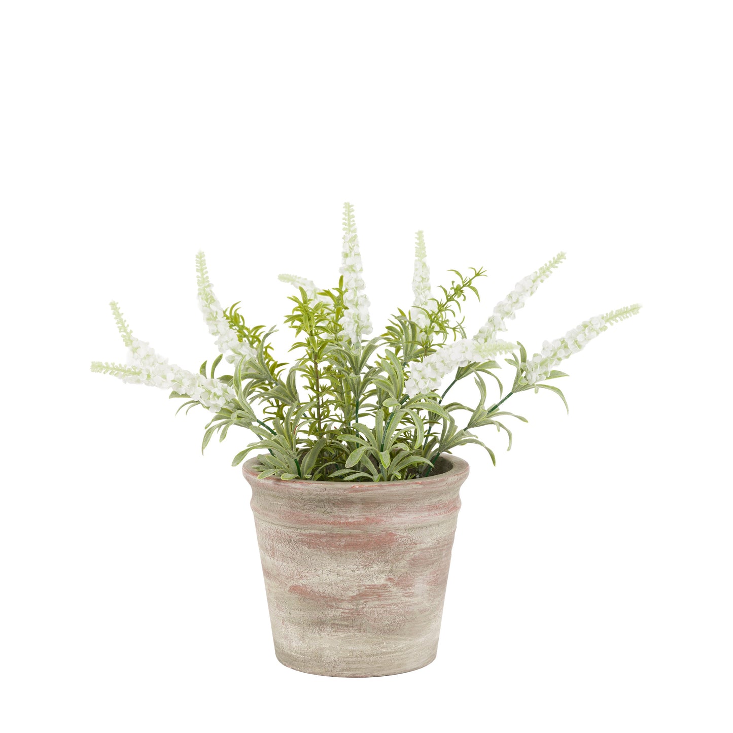 Faux Potted Rustic White Lavendar