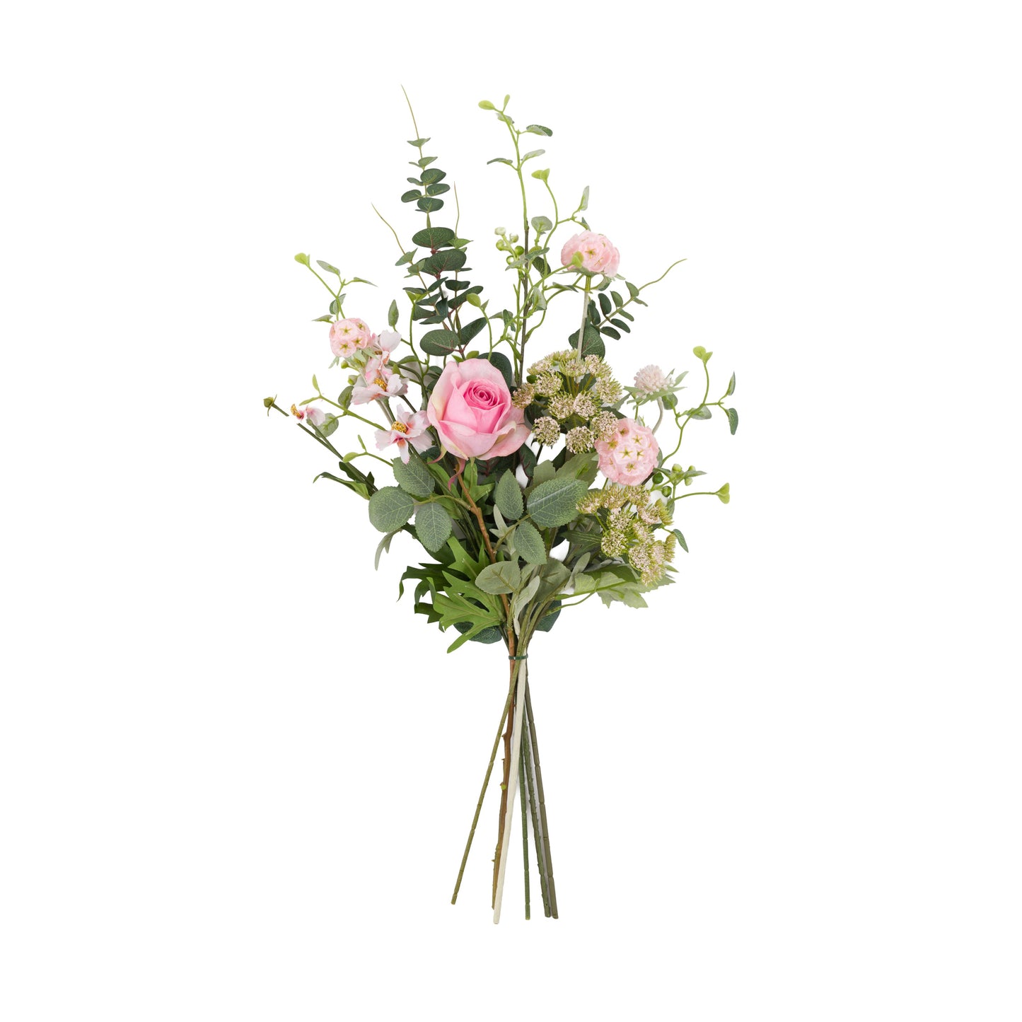Faux Pink Mixed Wrapped Bouquet