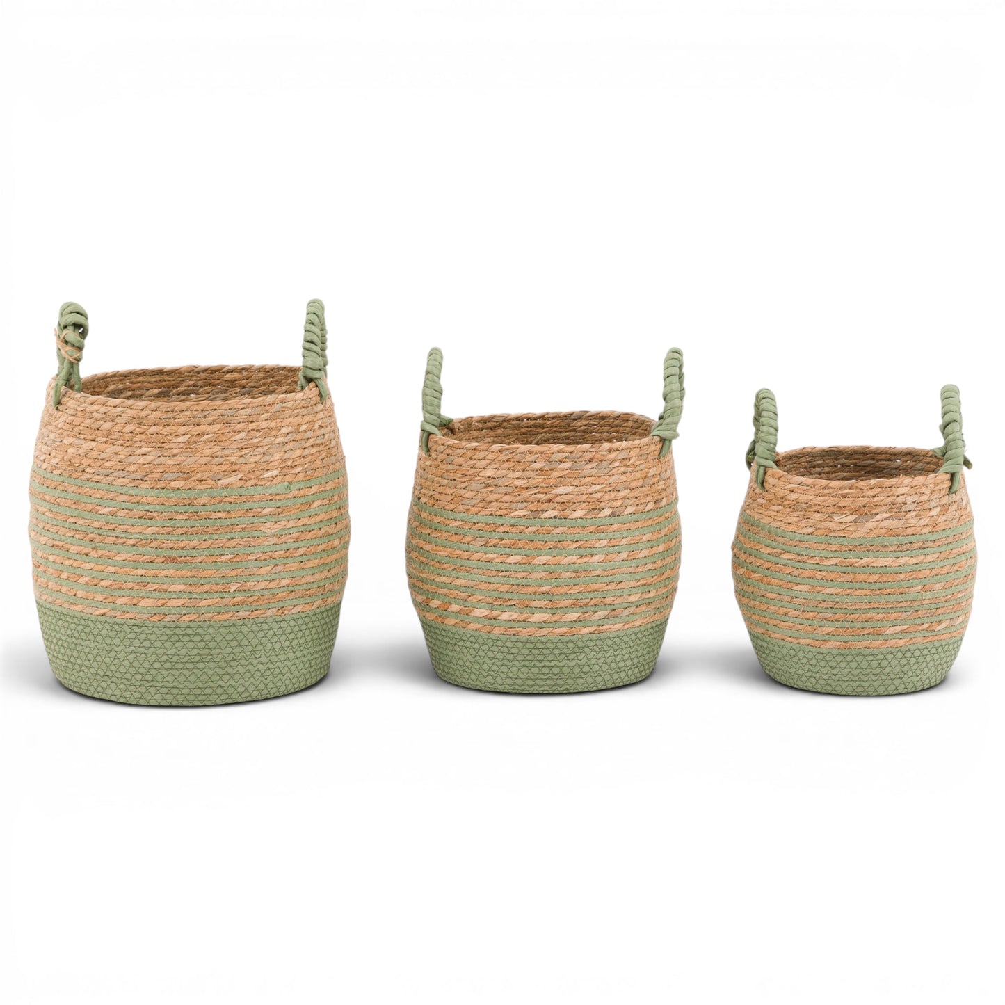 Drift Seagrass Basket Olive Striped Set of 3