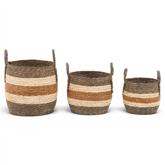 Orra Brown Striped Basket Set of 3