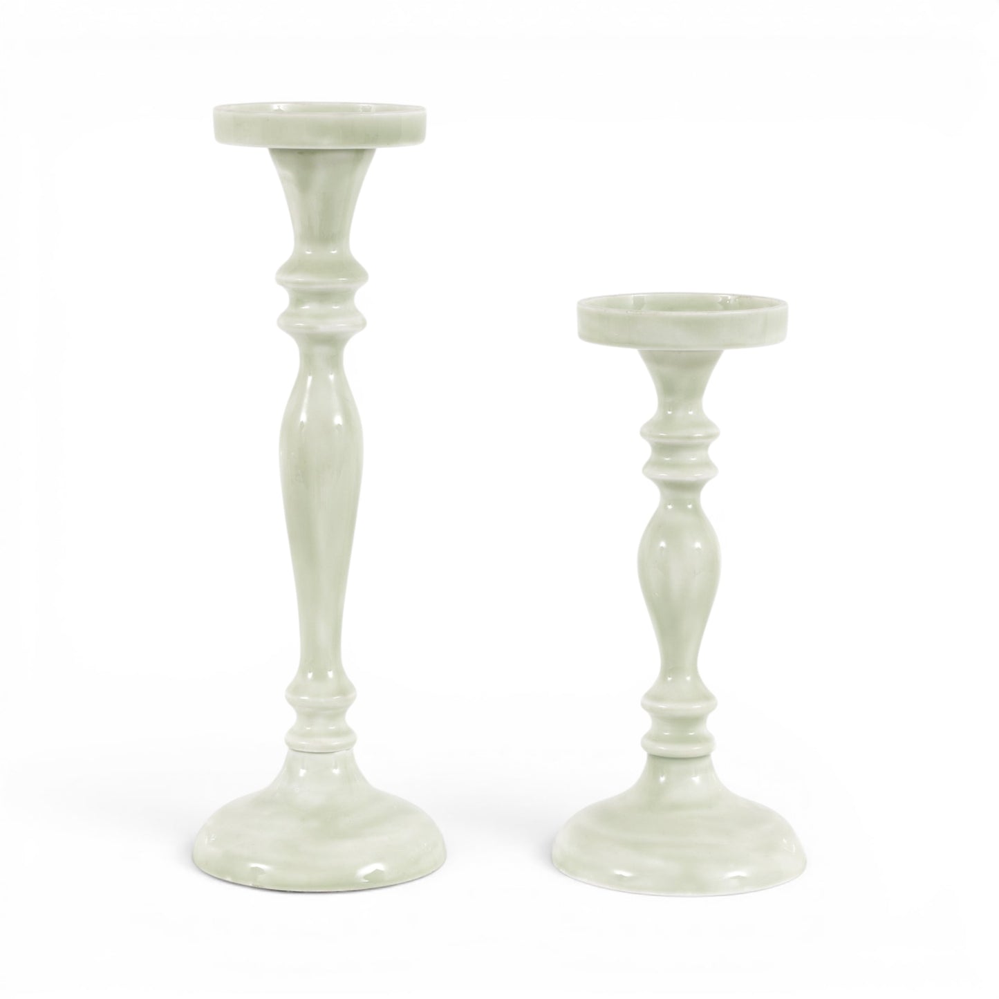Alzira Candlesticks Green Set of 2
