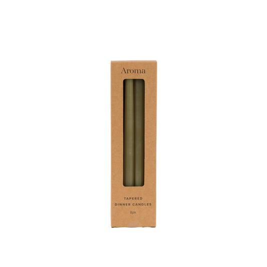 Tapered Dinner Candles Olive 8pk