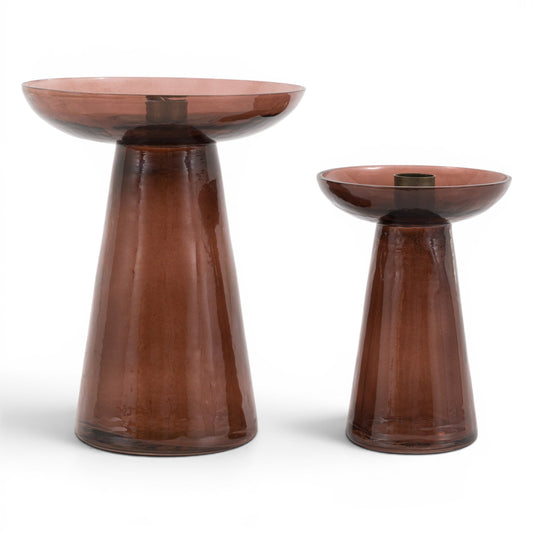 Denia Glass Candle Holder Smoke Set of 2