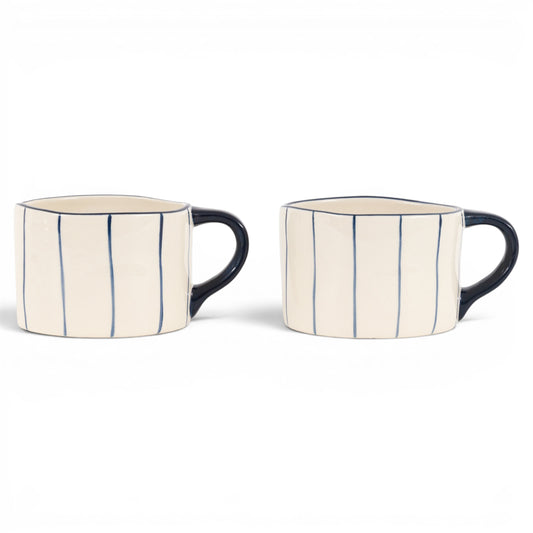 Organic Stripe Mug Blue - 4 Pack