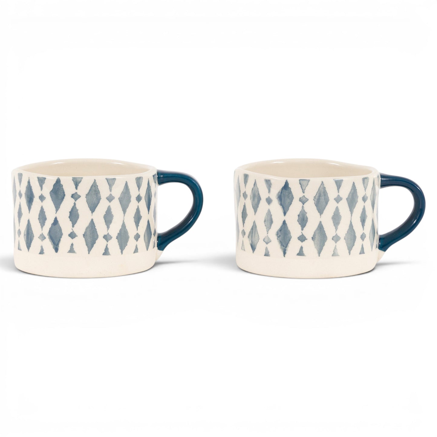 Ikat Diamond Print Mugs Blue - 4 Pack