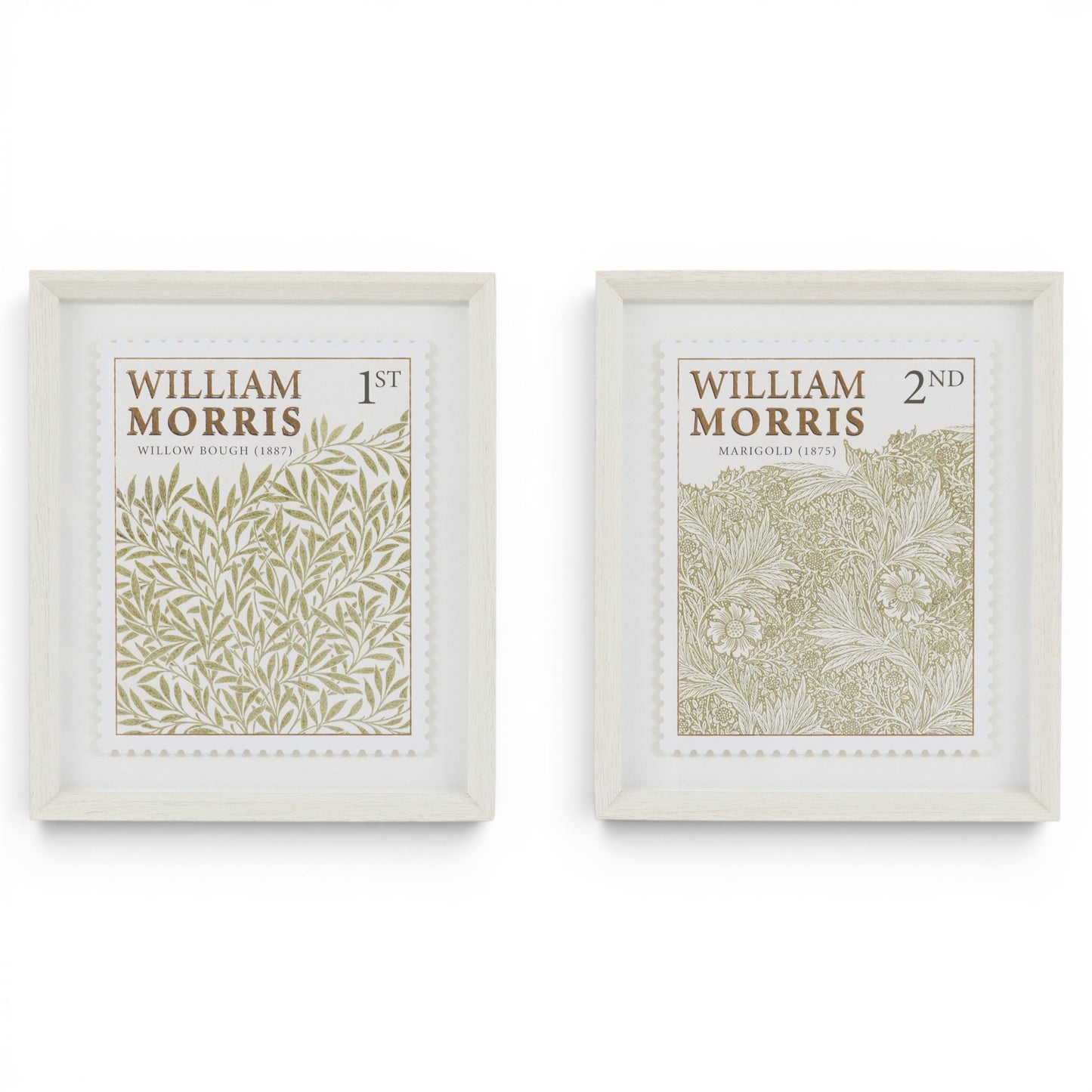 William Morris Stamp Green Framed Art Set of 2