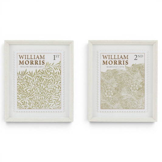 William Morris Stamp Green Framed Art Set of 2
