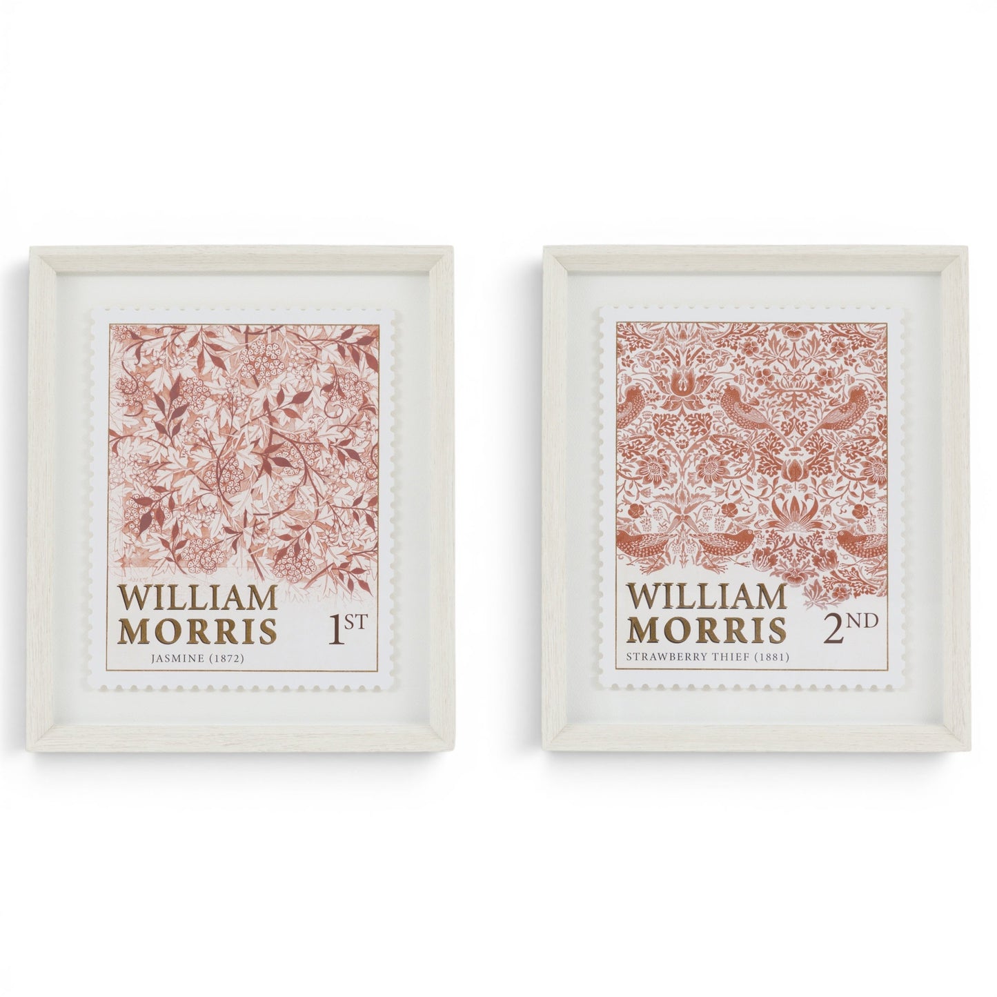 William Morris Stamp Red Framed Art Set of 2