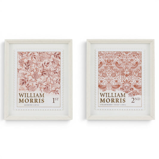 William Morris Stamp Red Framed Art Set of 2