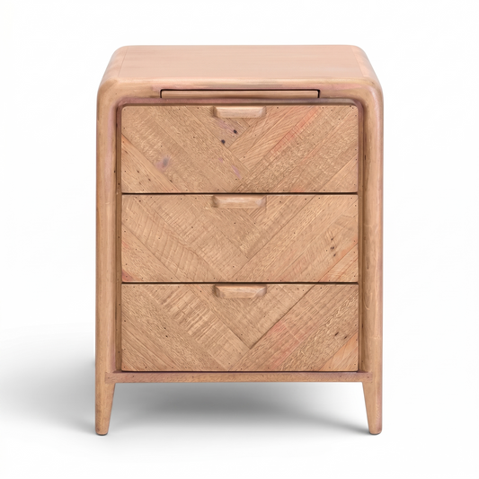 Atauro Herringbone Large 3 Drawer Bedside