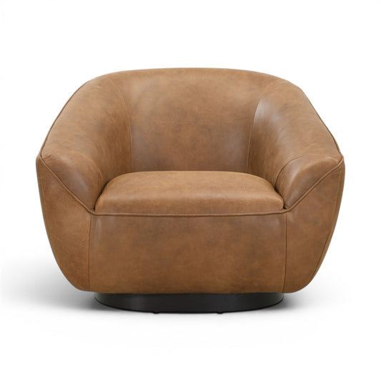 Theo Brown Vintage Leather Swivel Tub Chair