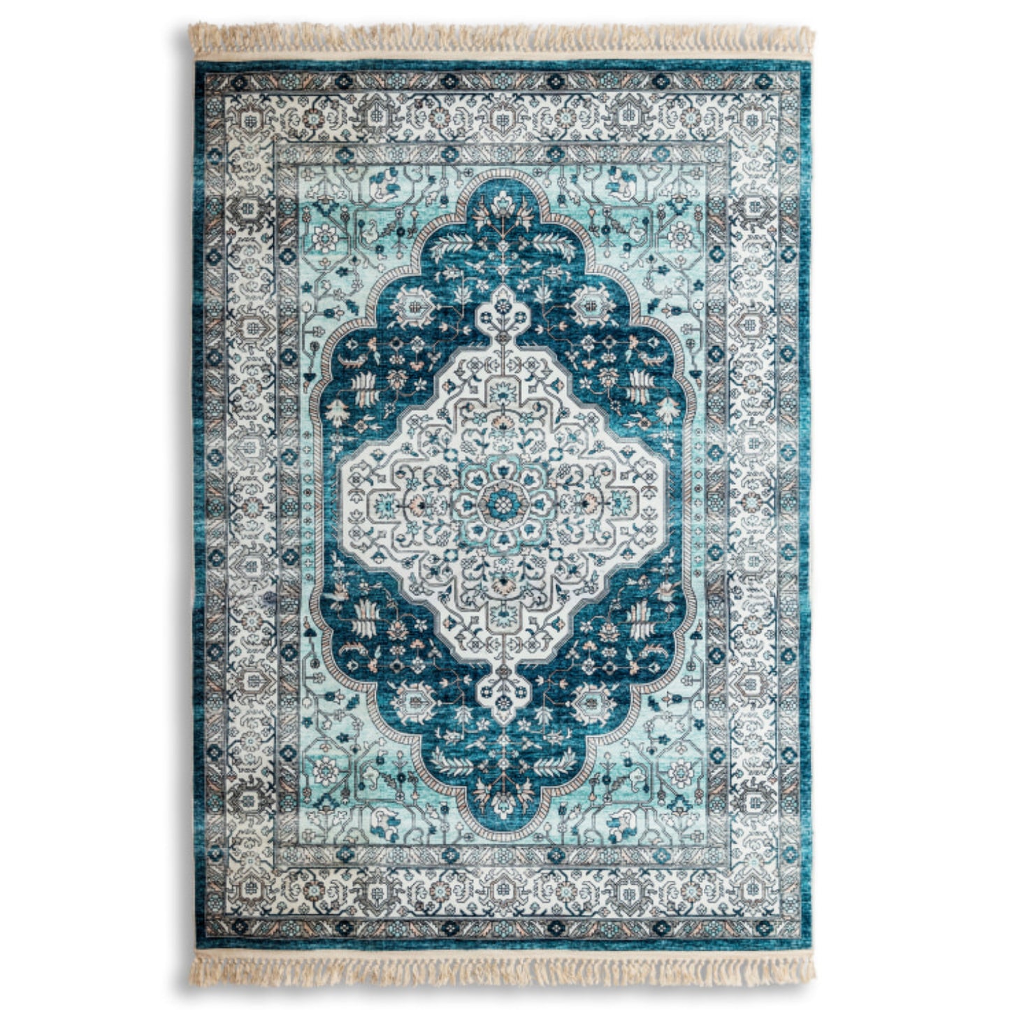 Persian Style Blue & Ivory Medallion Rug