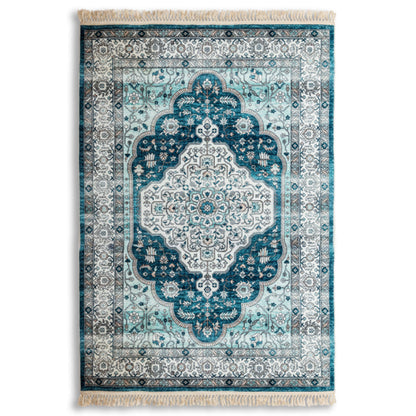 Persian Style Blue & Ivory Medallion Rug