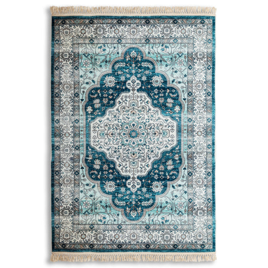Persian Style Blue & Ivory Medallion Rug