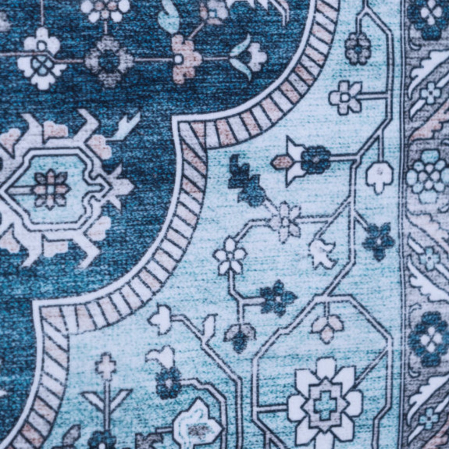 Persian Style Blue & Ivory Medallion Rug