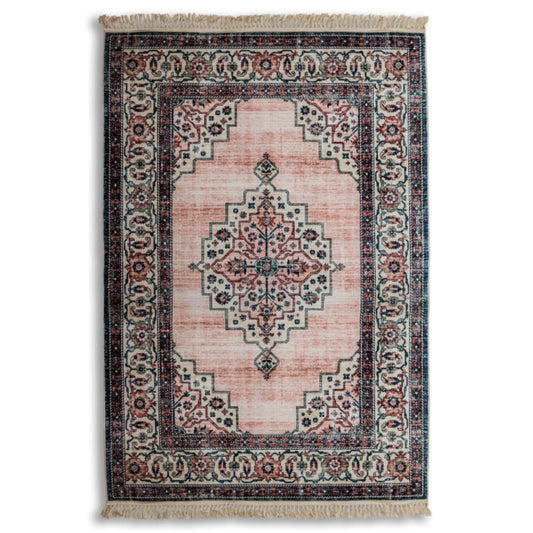 Persian Style Blush & Navy Medallion Rug