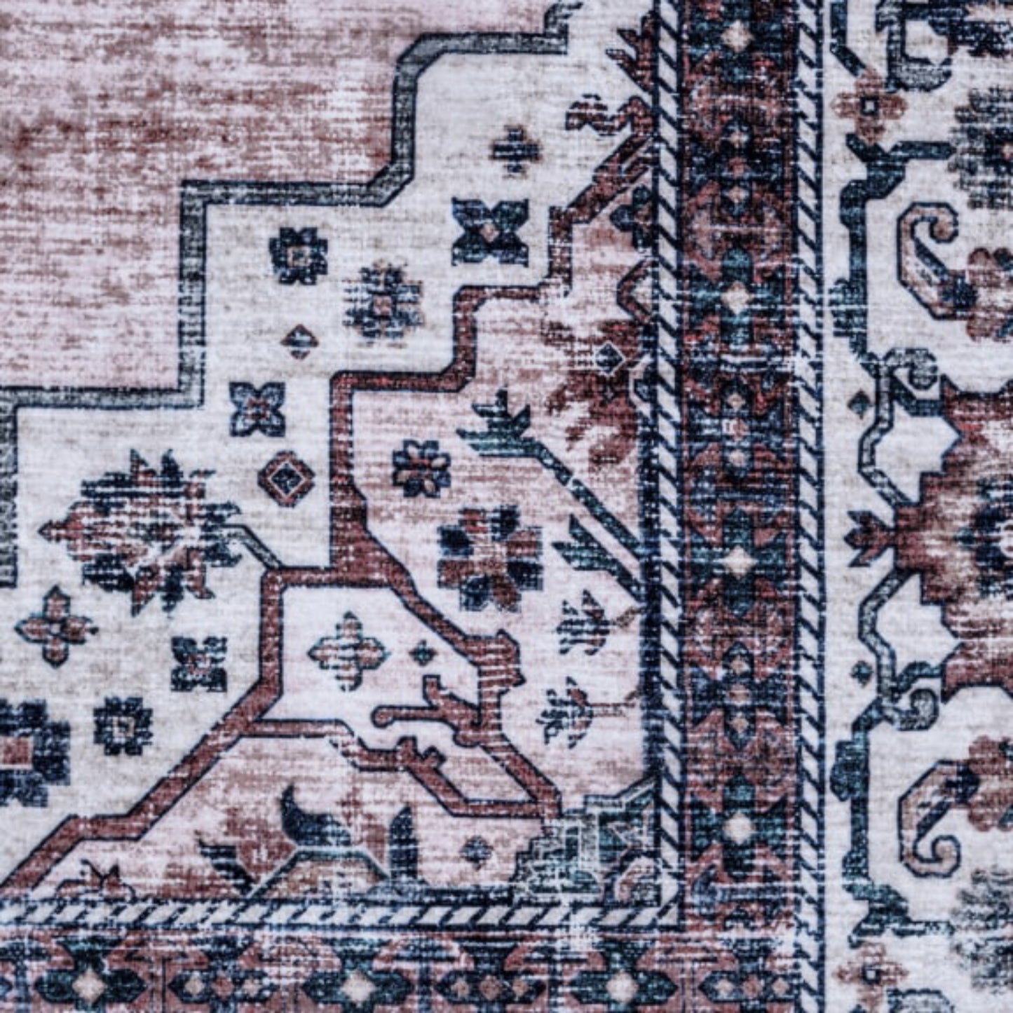 Persian Style Blush & Navy Medallion Rug