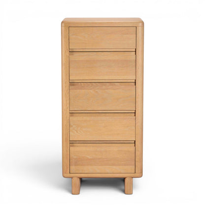 Flynn Solid Oak 5 Drawer Tall Chest