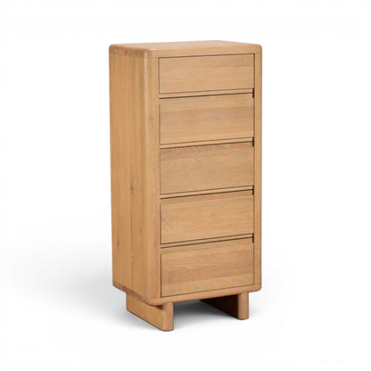 Flynn Solid Oak 5 Drawer Tall Chest