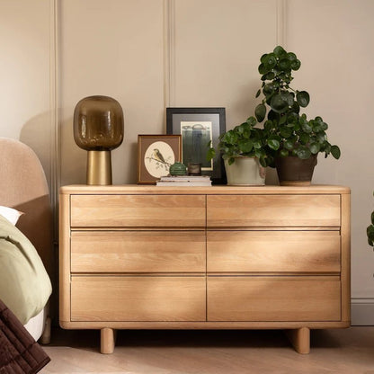 Flynn Solid Oak 6 Drawer Wide Chest