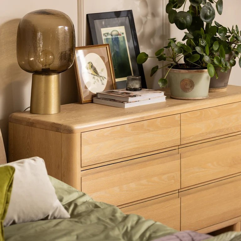 Flynn Solid Oak 6 Drawer Wide Chest