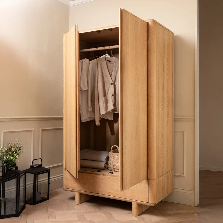 Flynn Solid Oak Double Wardrobe