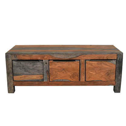 Boxy Stopa Sheesham Wood Oval 3 Drawer Coffee Table - Pieces For Places