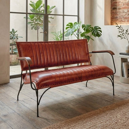 Iron & Leather 2 Seater Armchair Auburn