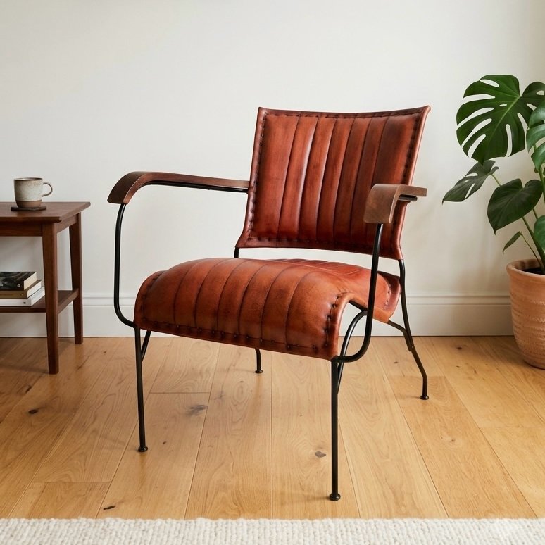 Iron & Leather Armchair Auburn