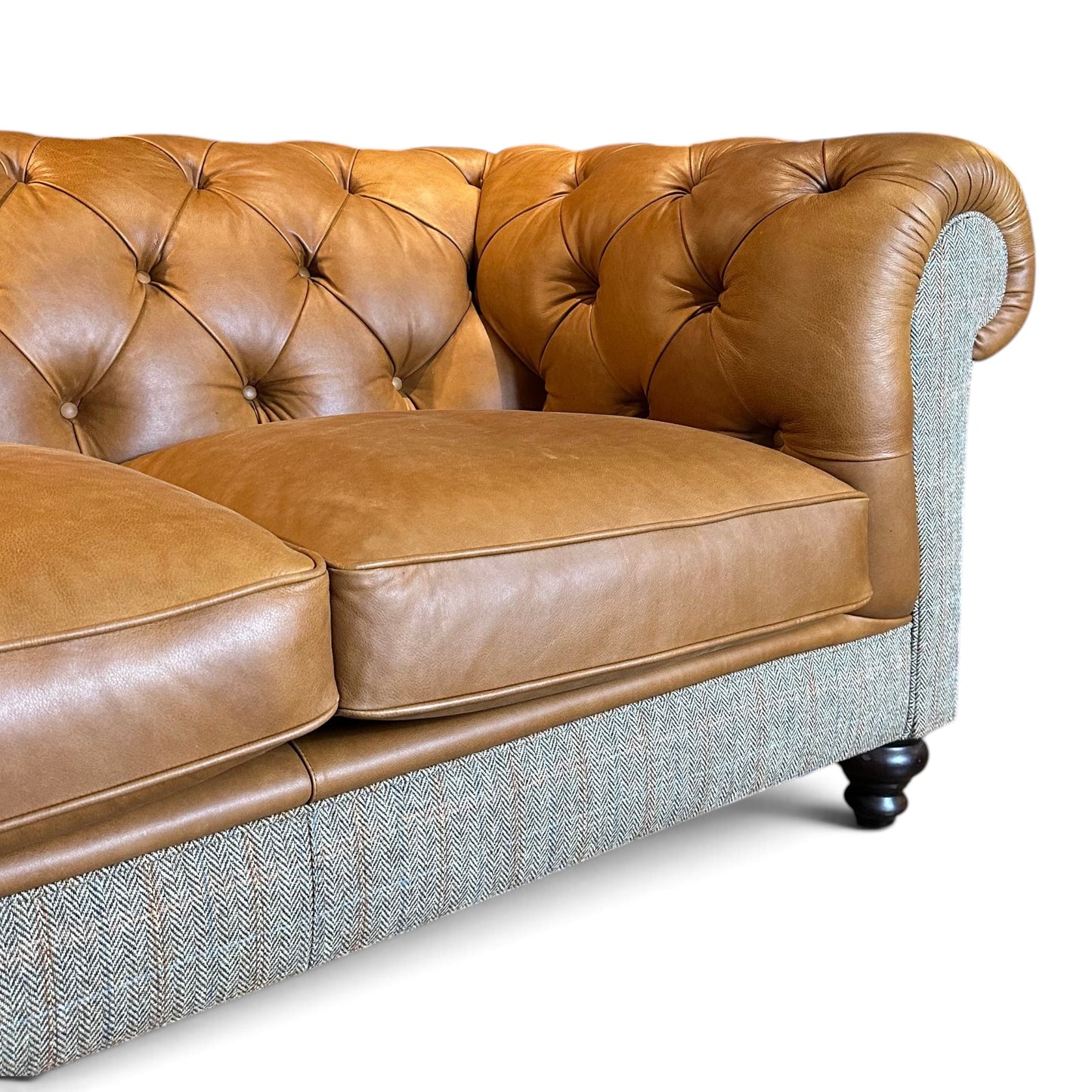 Grantham Tweed & Leather 2 Seater Chesterfield