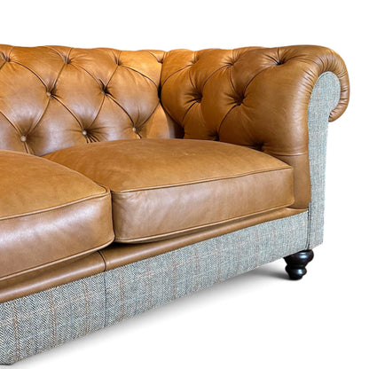 Grantham Tweed & Leather 2 Seater Chesterfield