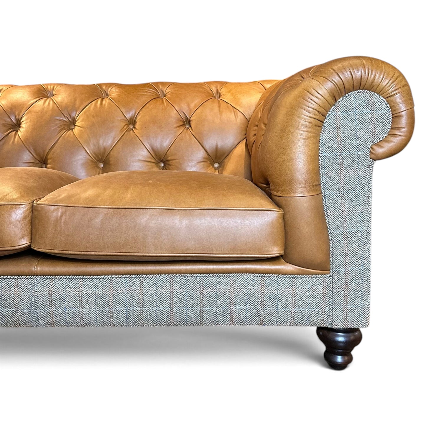 Grantham Tweed & Leather 2 Seater Chesterfield