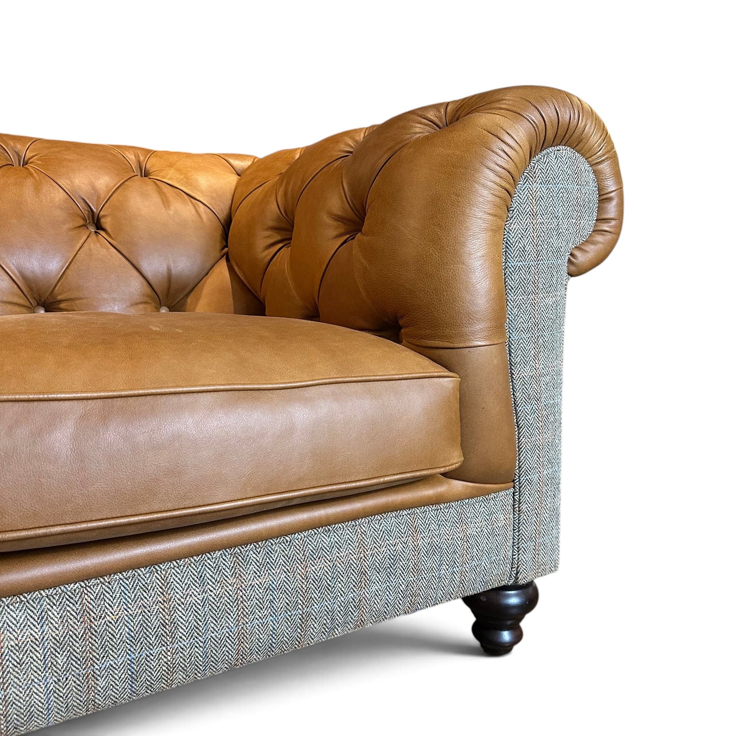 Grantham Tweed & Leather 2 Seater Chesterfield